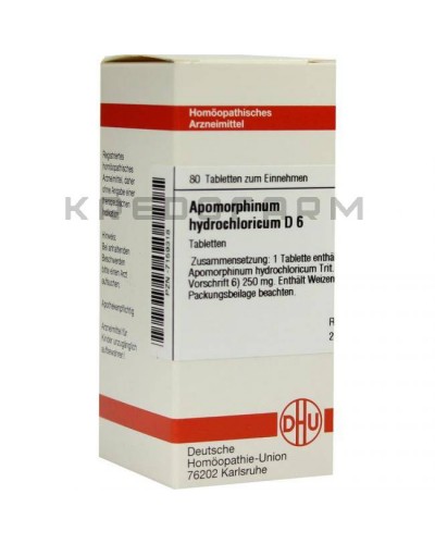 Апоморфінум Гідрохлорикум глобули, розчин, таблетки ● Apomorphinum Hydrochloricum