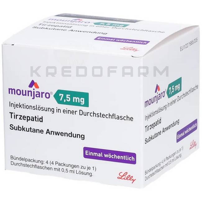 МУНДЖАРО ● MOUNJARO раствор для инъекций 7,5 мг 4 шт - Лилли ● Тирзепатид =44 014 грн